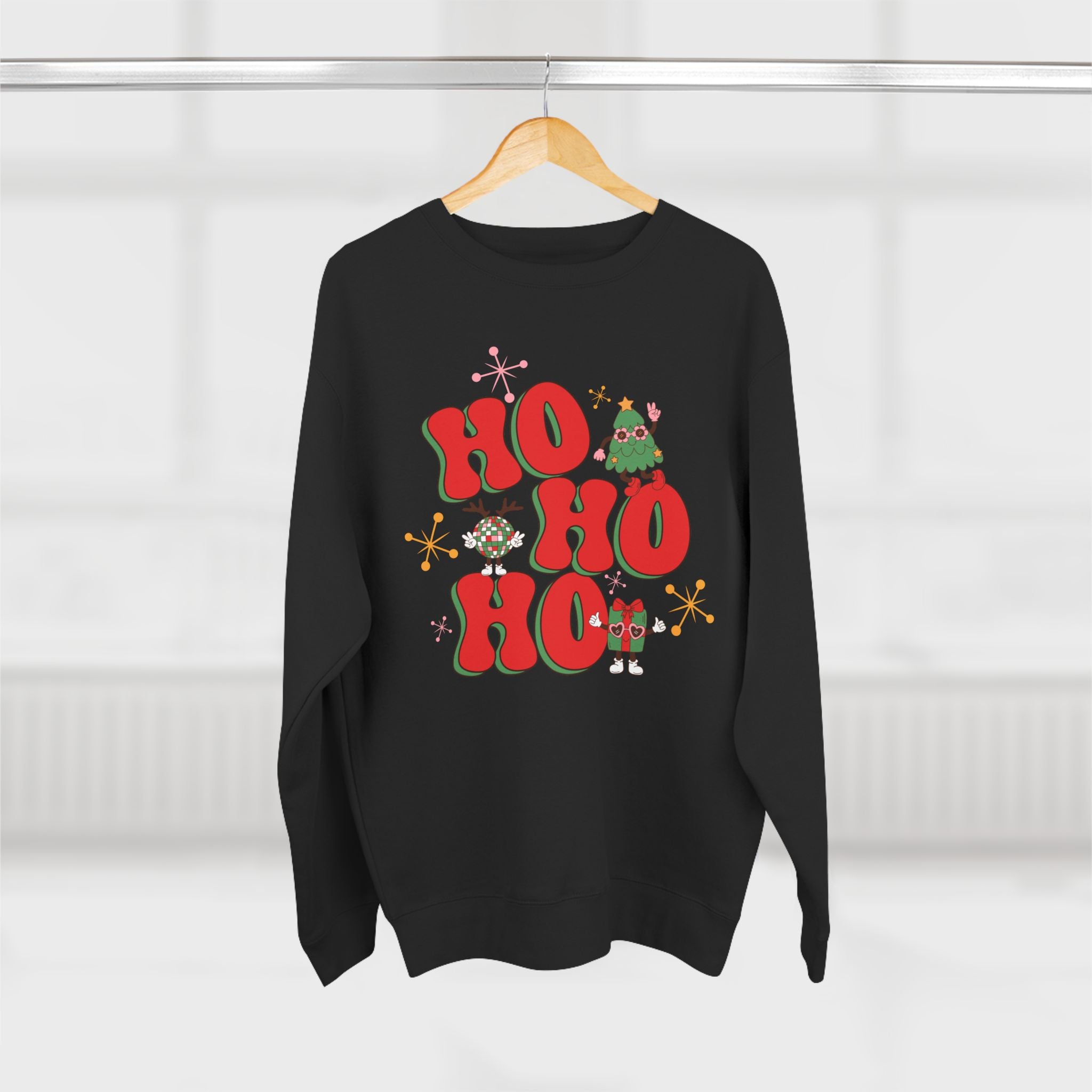 Ho Ho Ho Christmas Sweatshirt — Festive Elf & Reindeer Holiday Crewneck