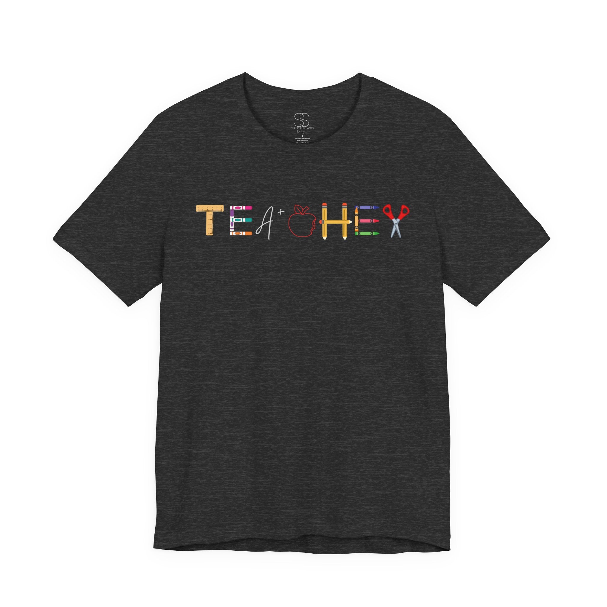 Teacher T-Shirt – Colorful School Supplies Design (TEACHER)