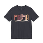 Mama Retro Lightning Tee – Vintage Checkered Mom T-Shirt