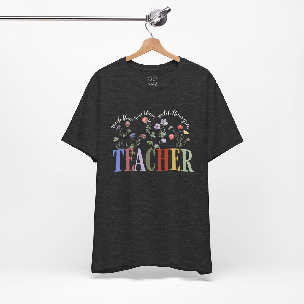 Teacher Floral Tee — 'Teach, Believe, Inspire'