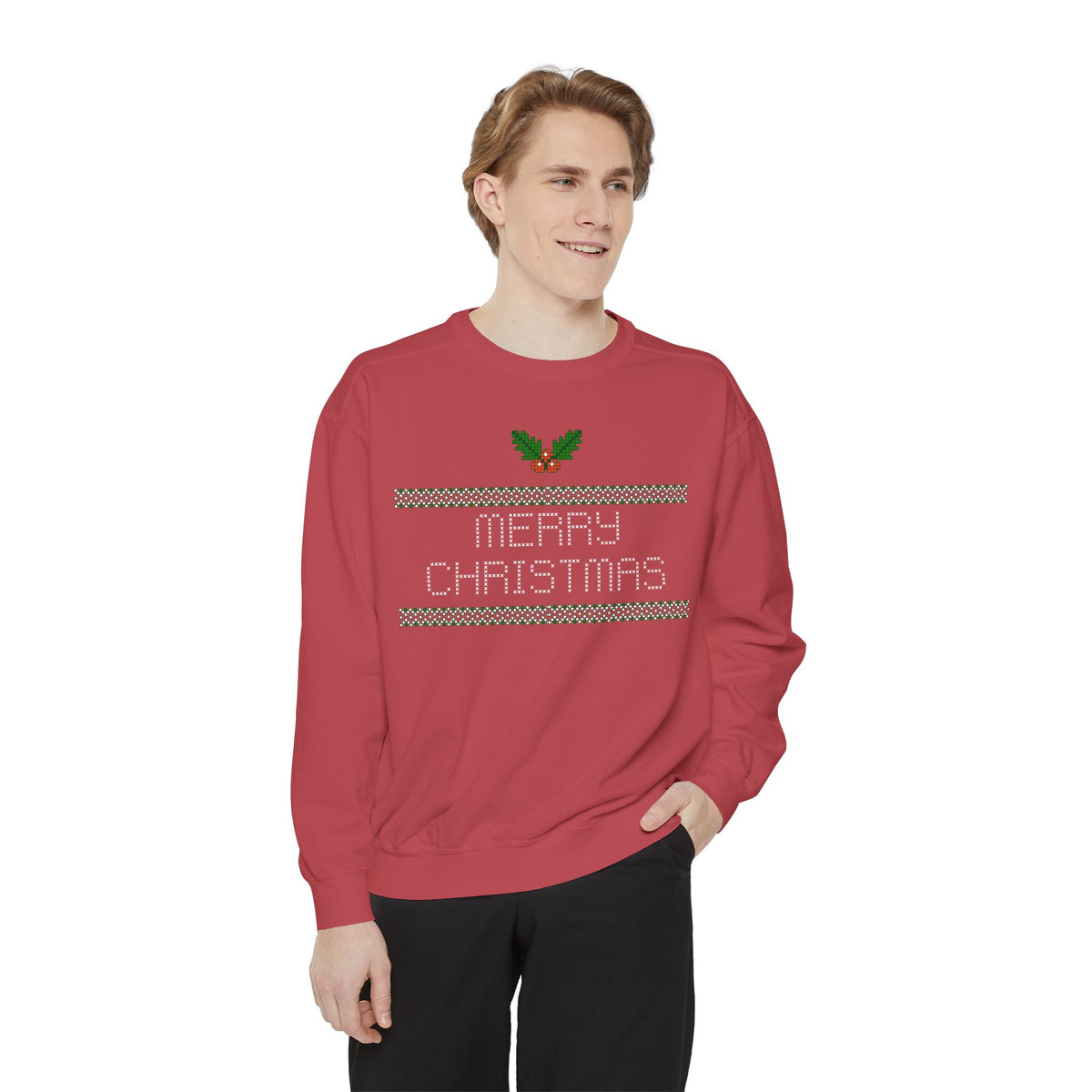 Merry Christmas Stitching Unisex Garment-Dyed Sweatshirt