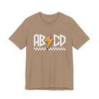 ABCD Lightning Bolt Tee - Retro Racing Checkerboard Graphic T-Shirt