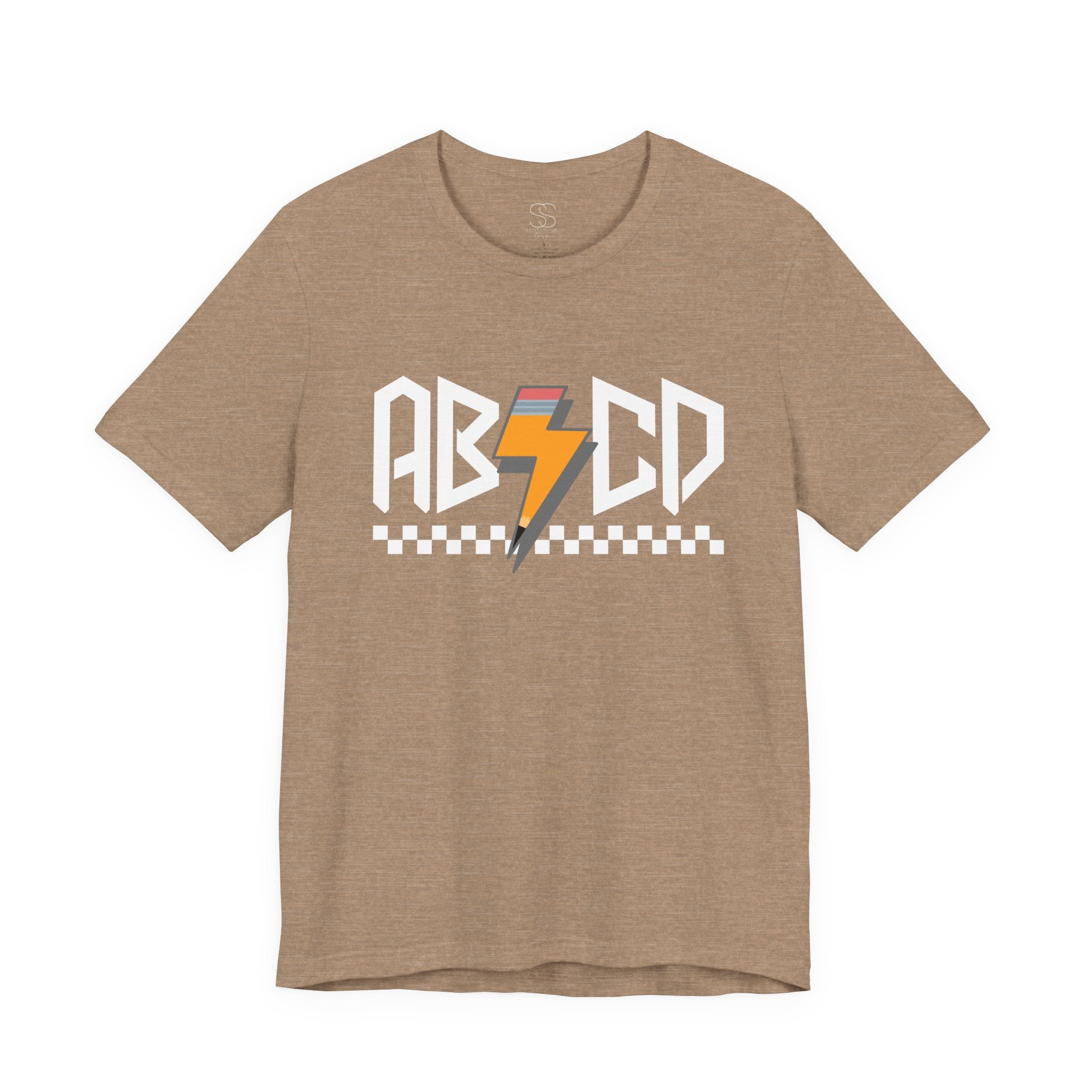 ABCD Lightning Bolt Tee - Retro Racing Checkerboard Graphic T-Shirt