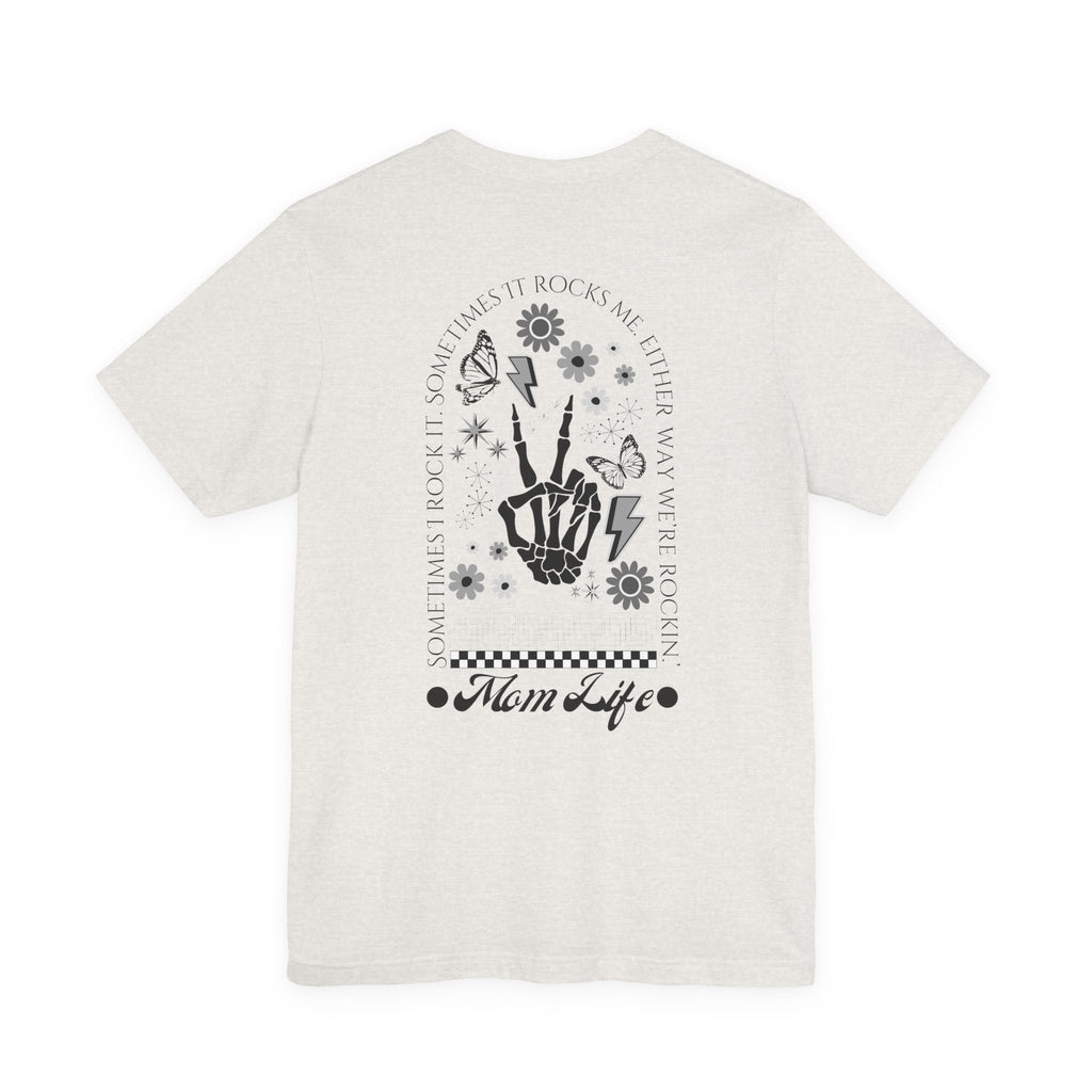 Mom Life Tee — Floral Skeleton Hand Graphic Motherhood T‑Shirt