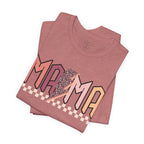 Mama Retro Lightning Tee – Vintage Checkered Mom T-Shirt