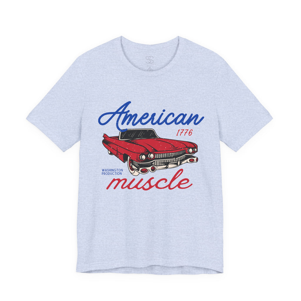 American Muscle Tee - Vintage Red Classic Car 1776 Patriotic Shirt