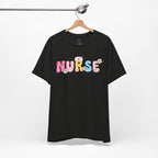 Nurse Floral Bubble Letter T-Shirt — Cute Pastel Tee