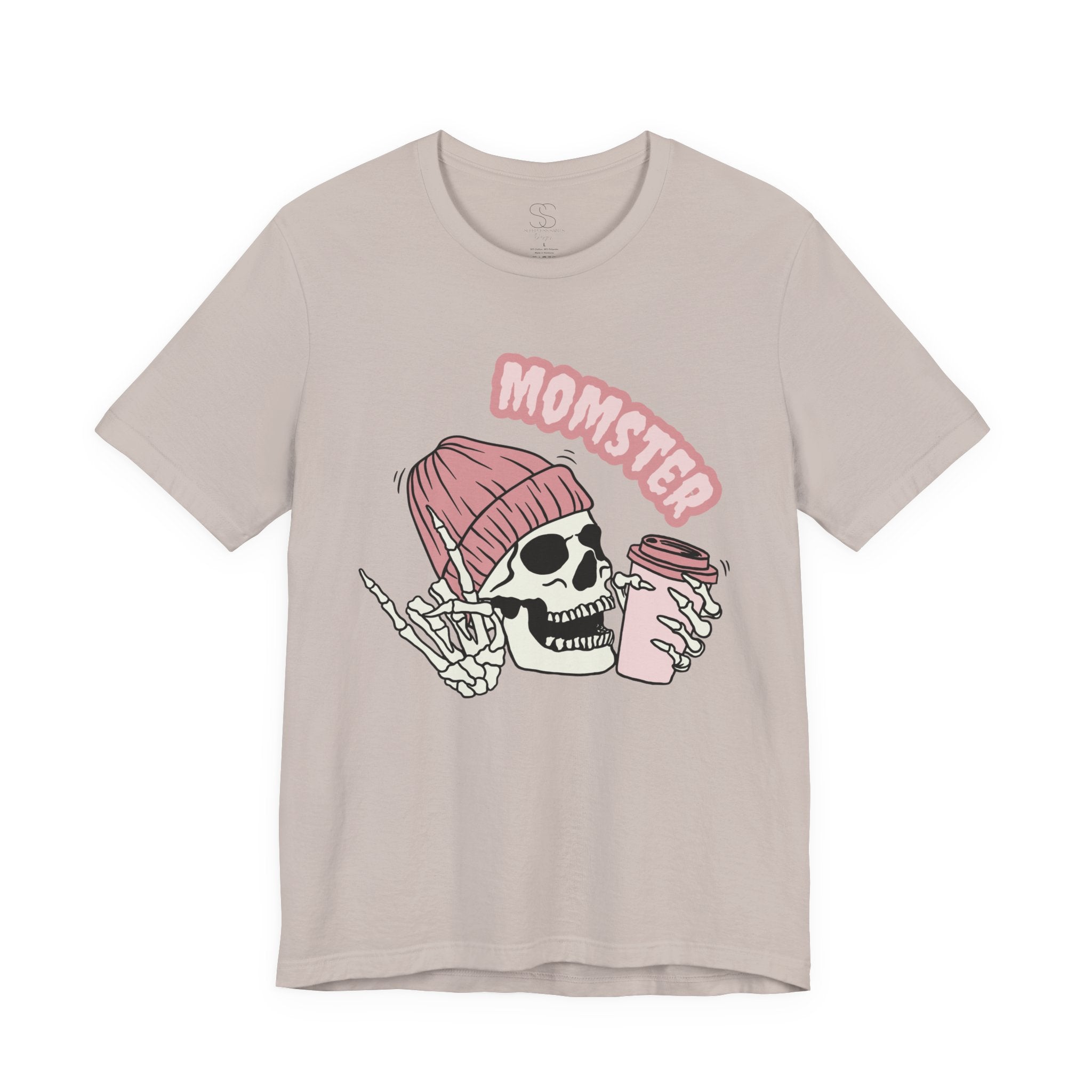 Momster Skull Coffee Tee — Cute Goth Mom T-Shirt