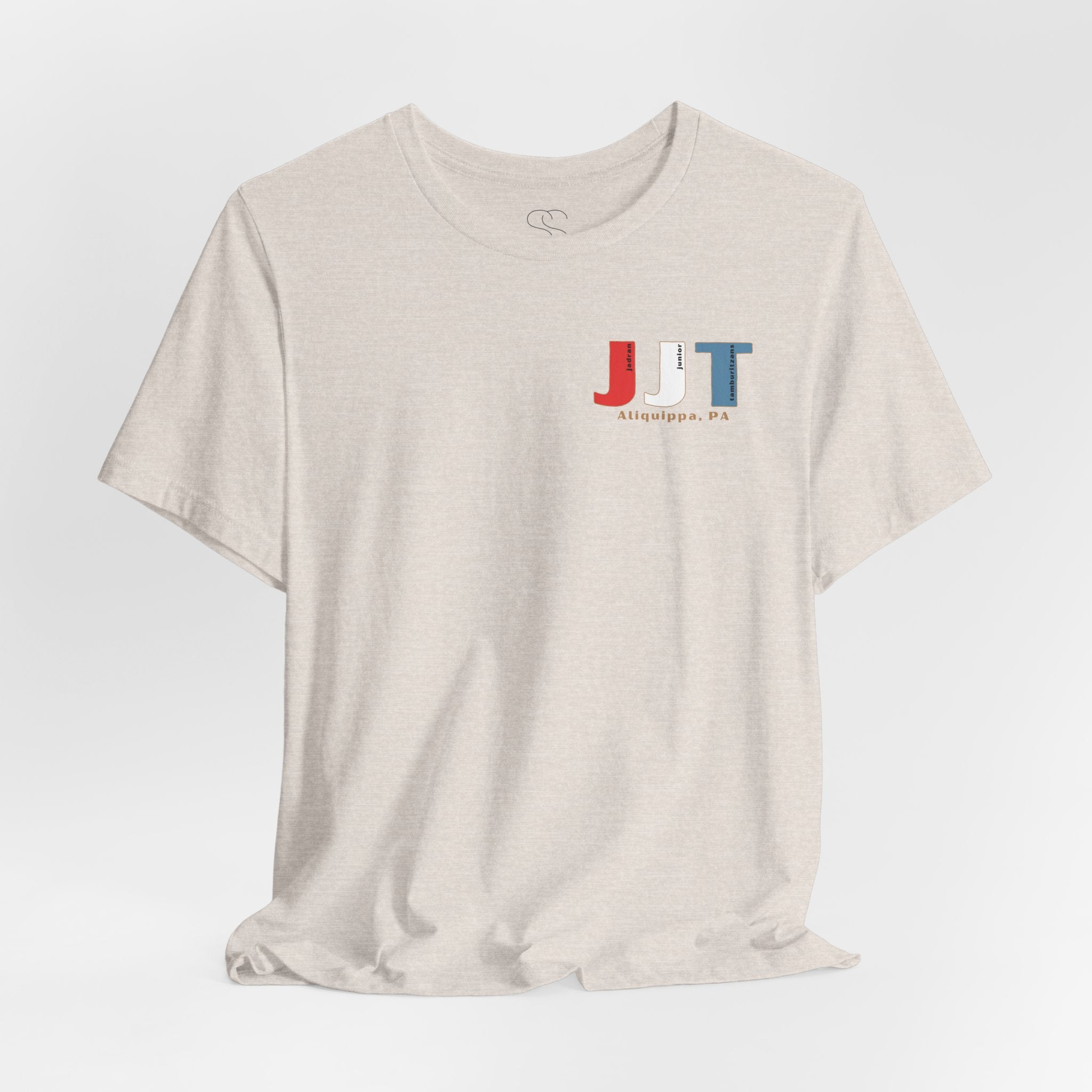 Jadran Junior Tamburitzans Adult T‑Shirt - White and Red Lettering & Serbian Logo