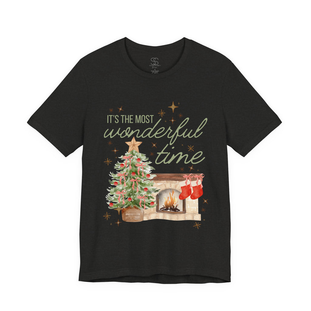 It's the Most Wonderful Time Christmas T-Shirt — Holiday Tree & Fireplace Tee