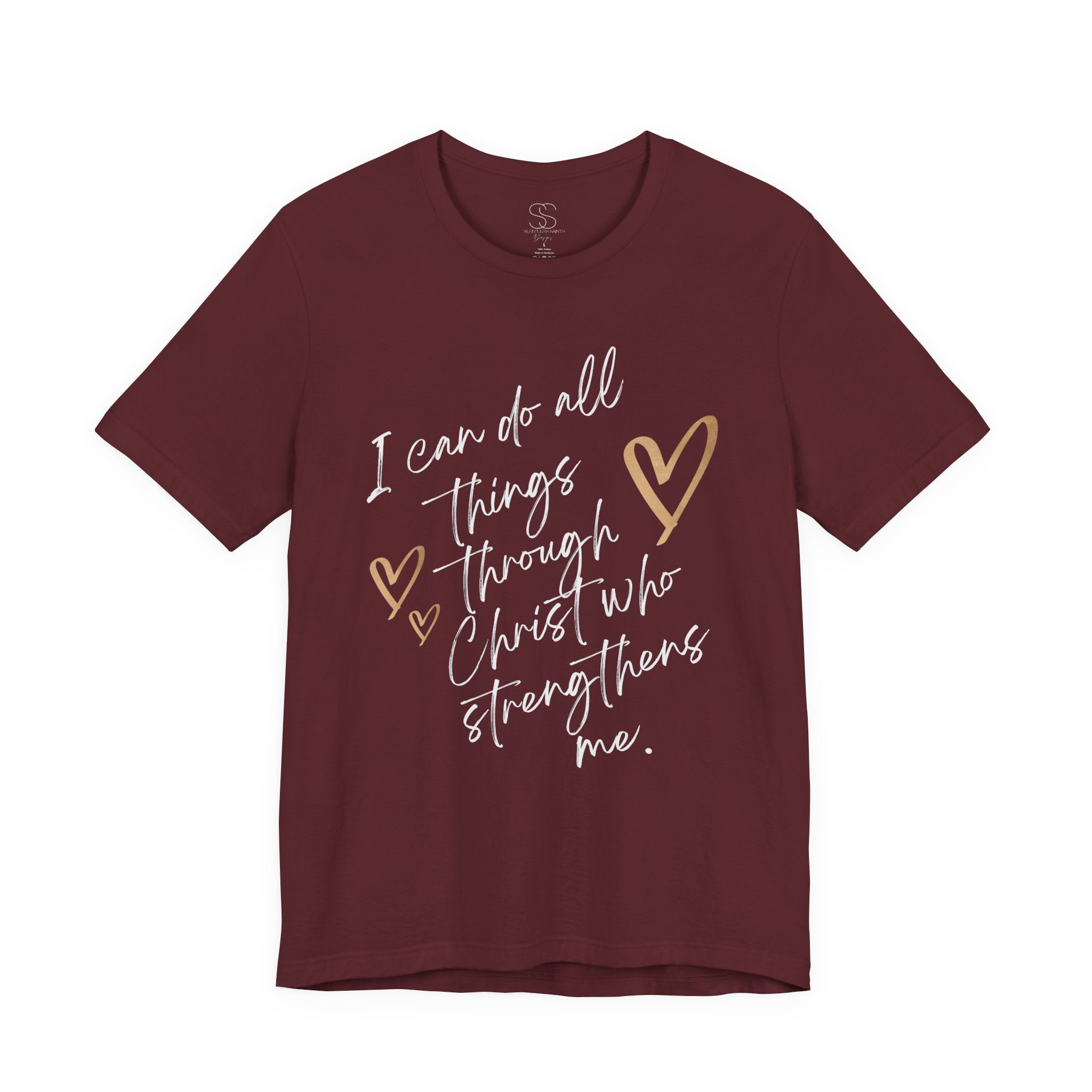 Christian Faith T-Shirt — "I can do all things through Christ who strengthens me" Script Tee