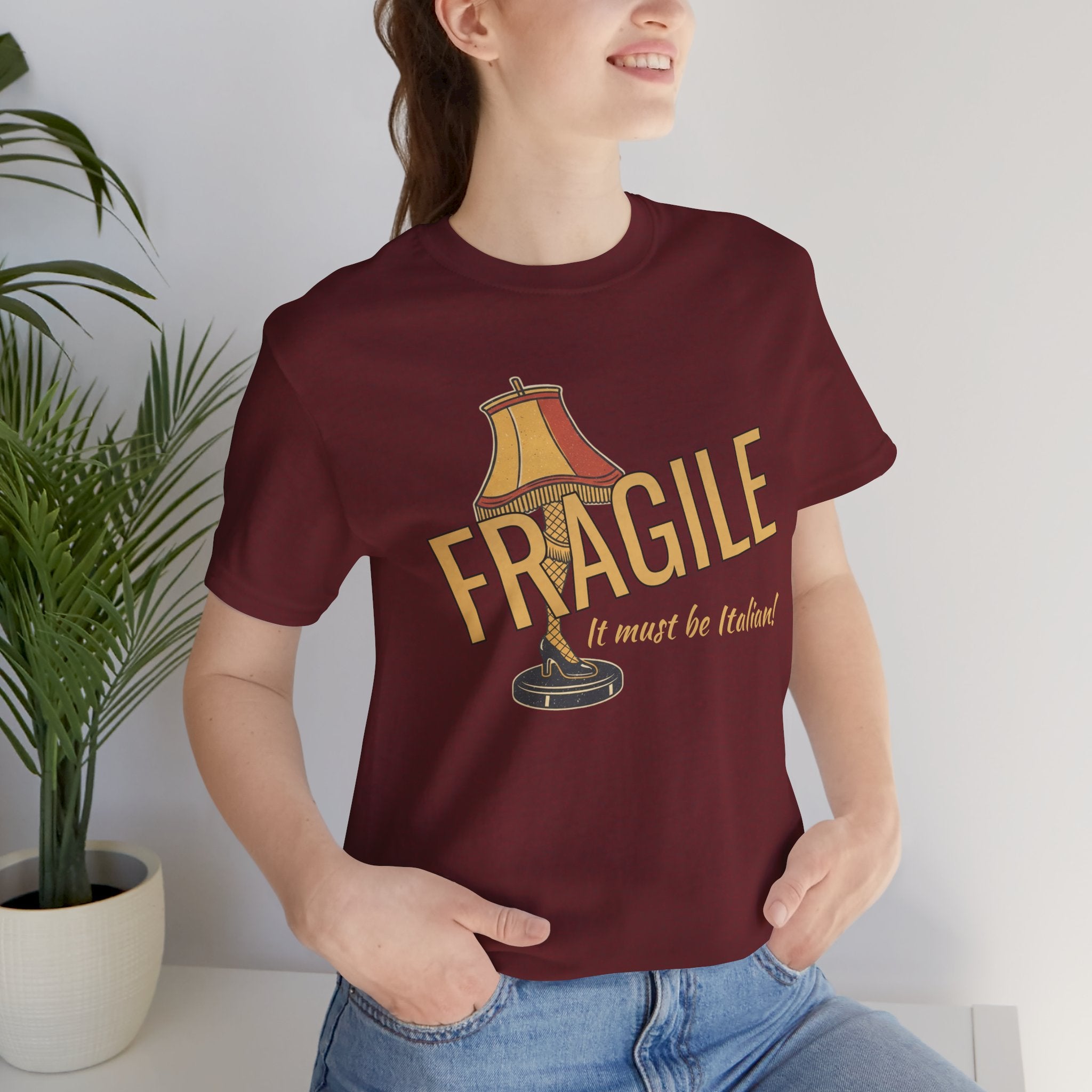 Fragile Lamp Tee — "It Must Be Italian" Retro Graphic T-Shirt