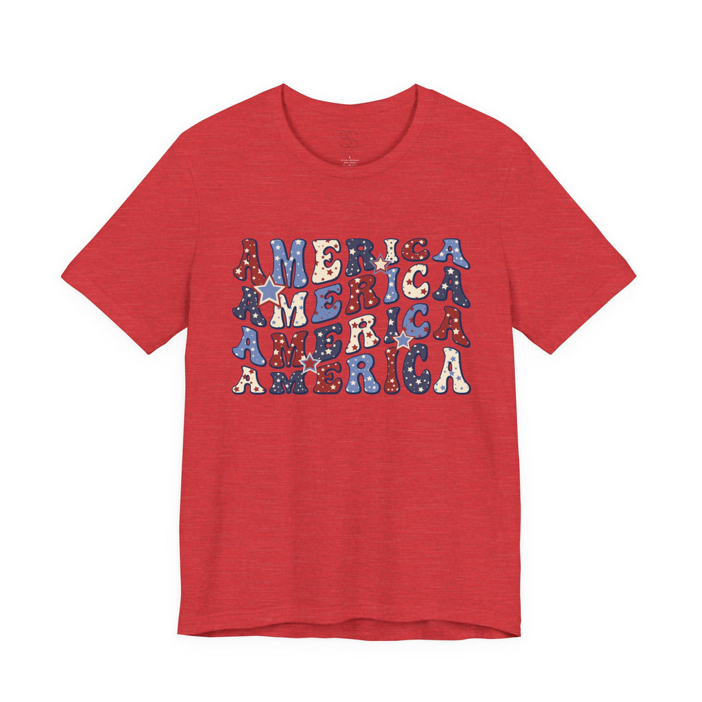 America Retro Adult T-Shirt - Vintage Patriotic 4th of July Tee