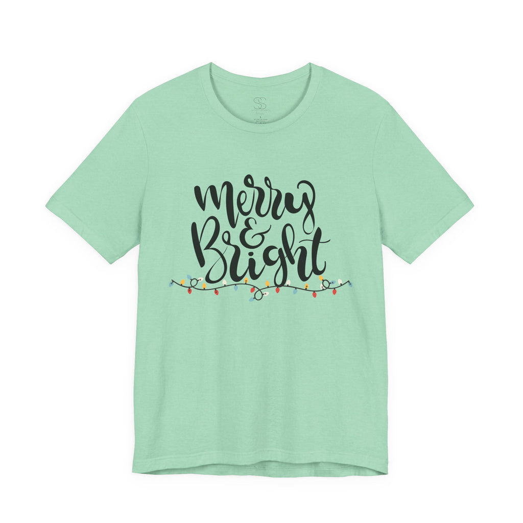 Merry & Bright Christmas Tee - Holiday Light Script T-Shirt