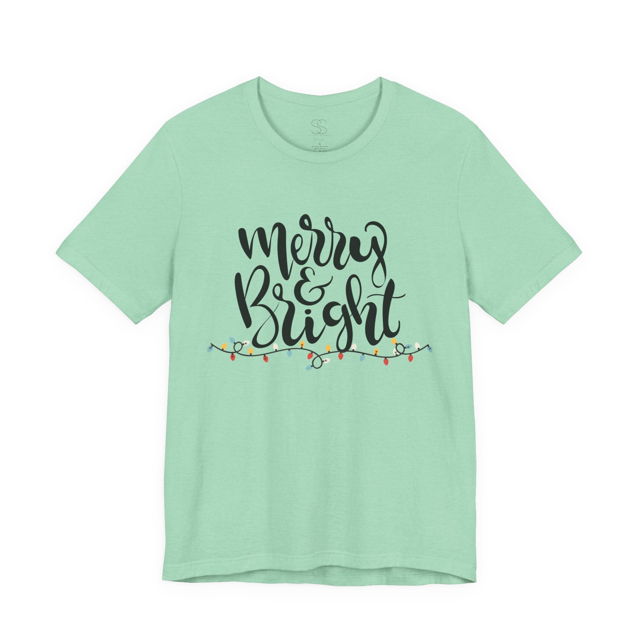 Merry & Bright Christmas Tee - Holiday Light Script T-Shirt