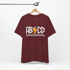 ABCD Lightning Bolt Tee - Retro Racing Checkerboard Graphic T-Shirt