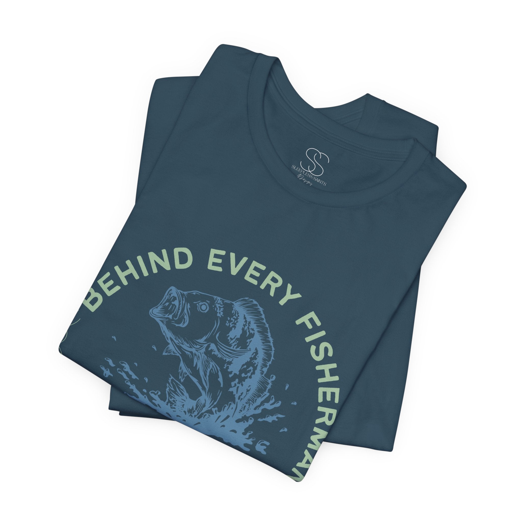 Fishing Dad T-Shirt – “Behind Every Fisherman is a Great Dad” Graphic Tee