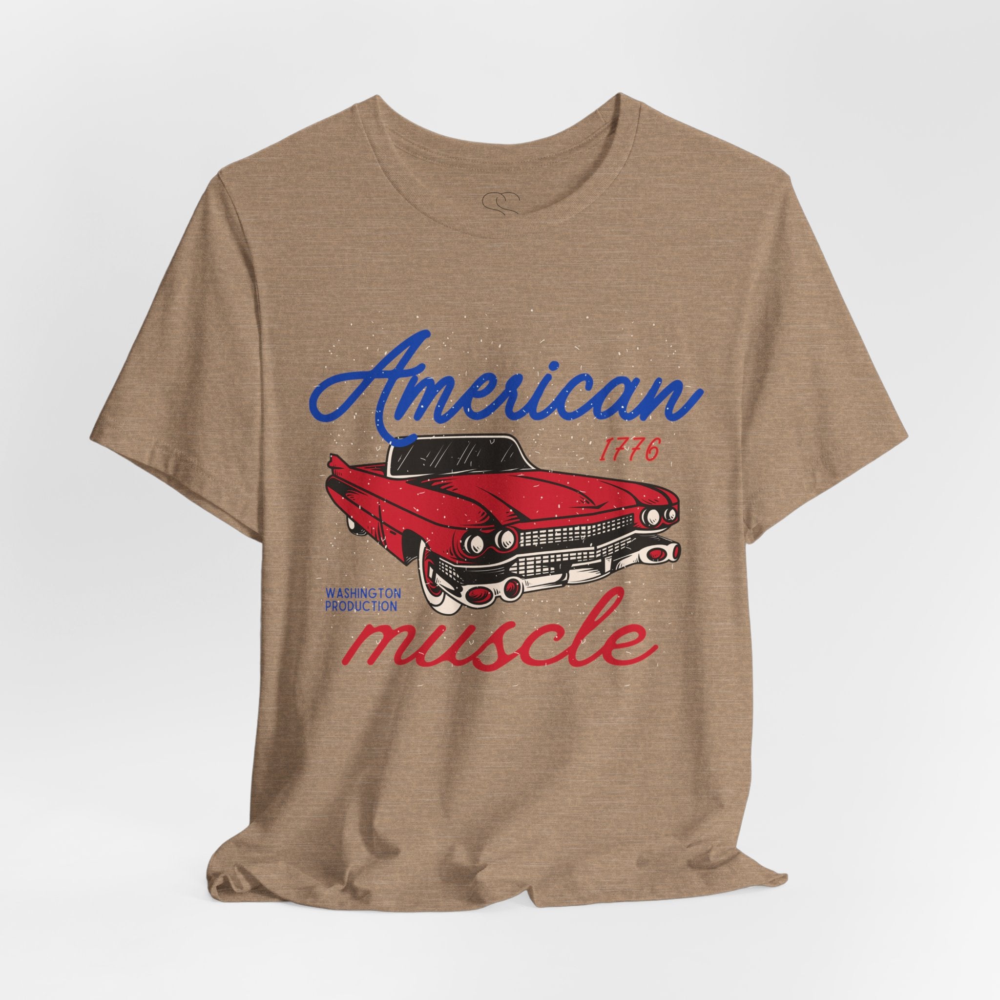 American Muscle Tee - Vintage Red Classic Car 1776 Patriotic Shirt