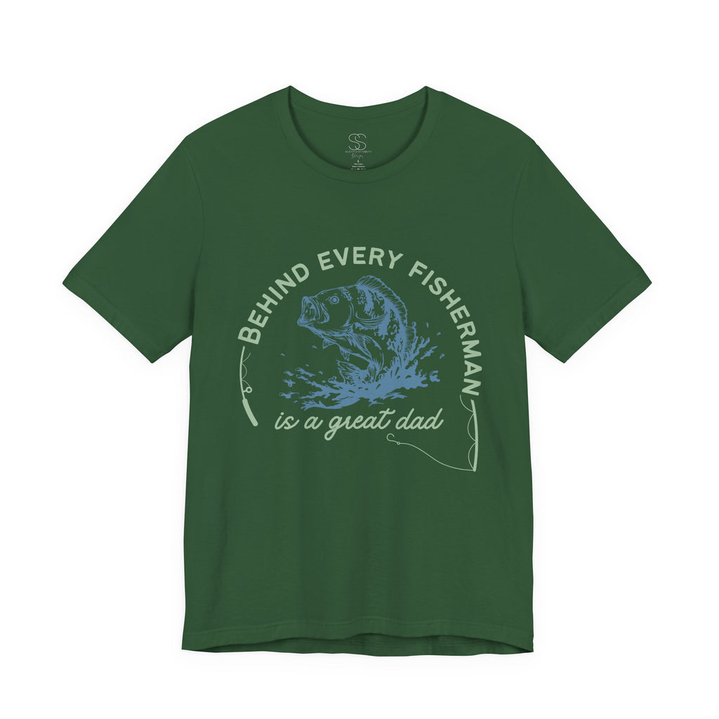 Fishing Dad T-Shirt – “Behind Every Fisherman is a Great Dad” Graphic Tee