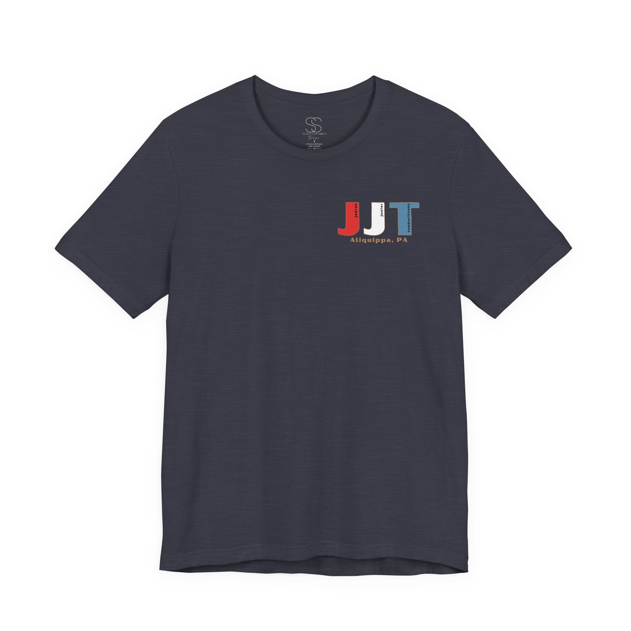 Jadran Junior Tamburitzans Adult T‑Shirt - Tan Lettering & Serbian Logo