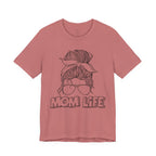 Mom Life Graphic Tee – Casual Motherhood T-Shirt with Messy Bun Design