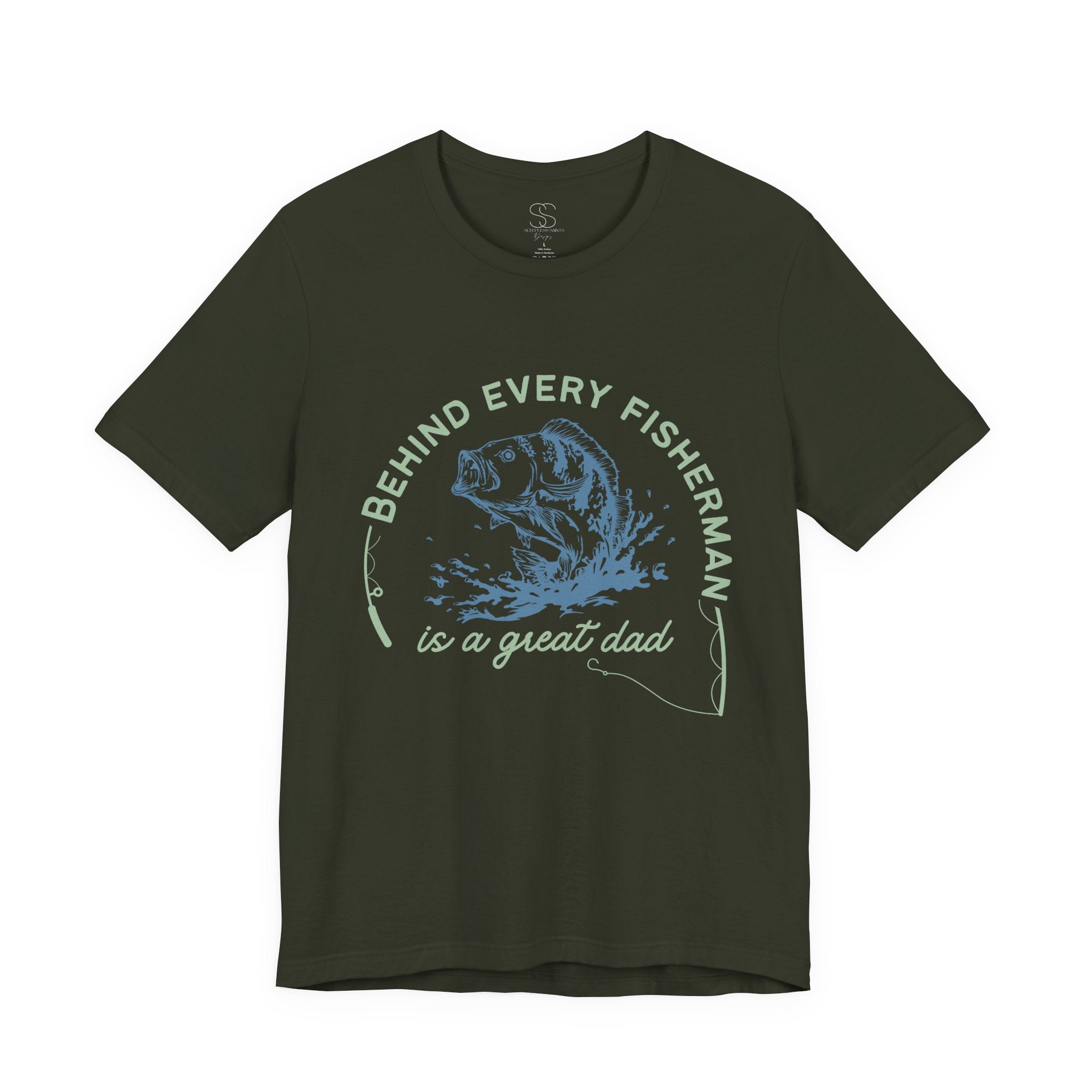 Fishing Dad T-Shirt – “Behind Every Fisherman is a Great Dad” Graphic Tee