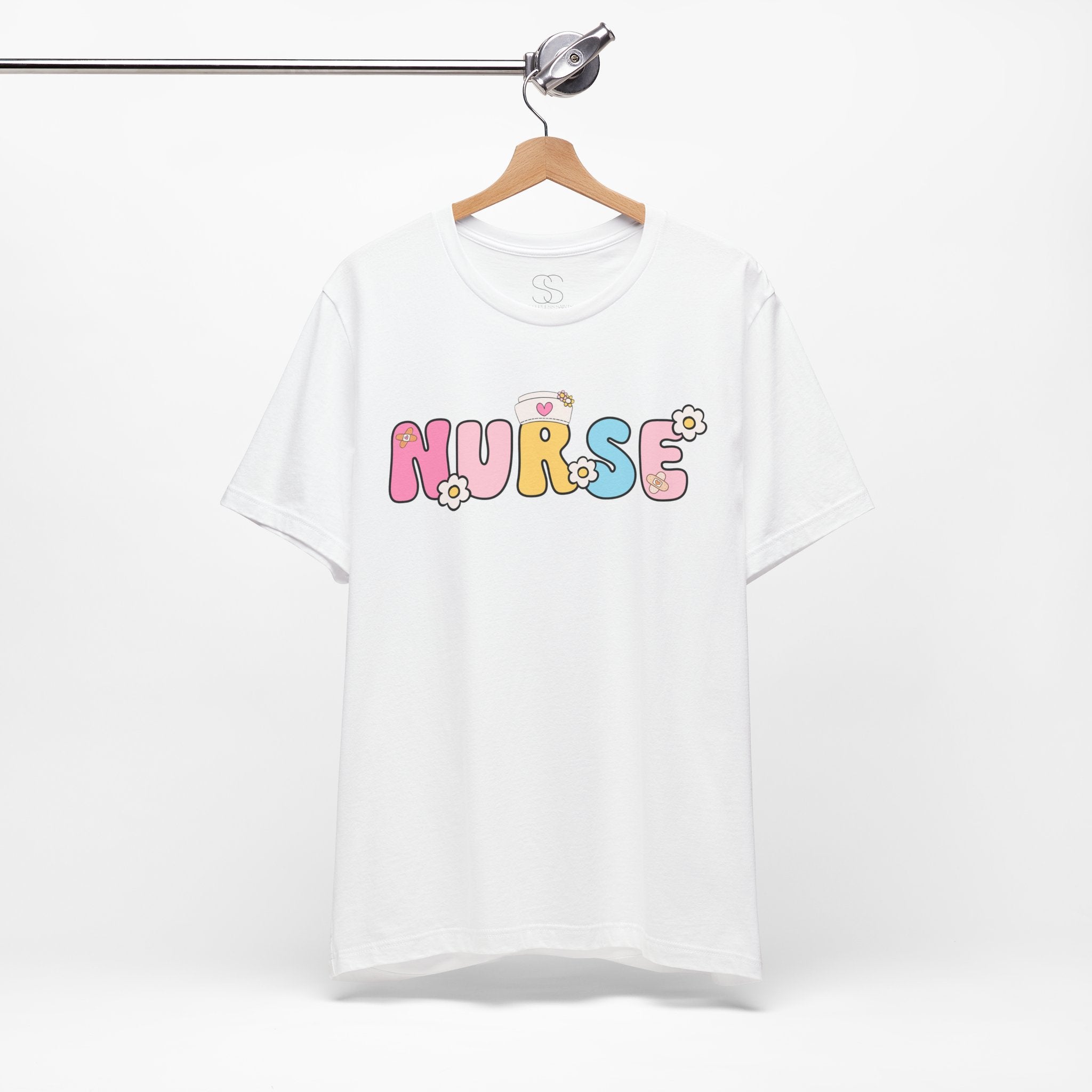 Nurse Floral Bubble Letter T-Shirt — Cute Pastel Tee