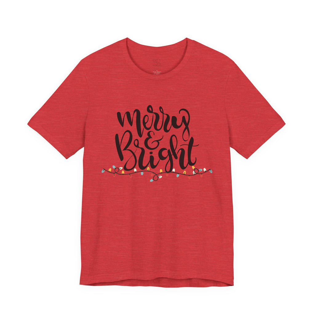 Merry & Bright Christmas Tee - Holiday Light Script T-Shirt