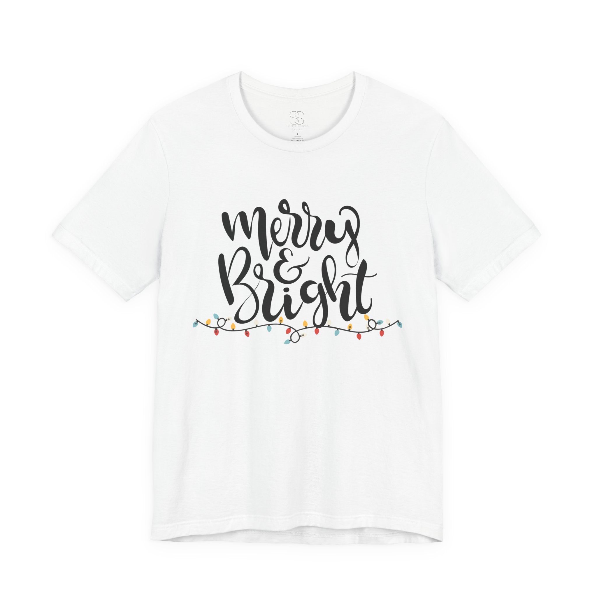 Merry & Bright Christmas Tee - Holiday Light Script T-Shirt