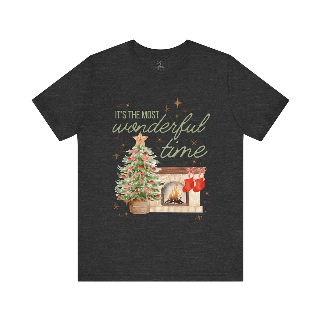 It's the Most Wonderful Time Christmas T-Shirt — Holiday Tree & Fireplace Tee