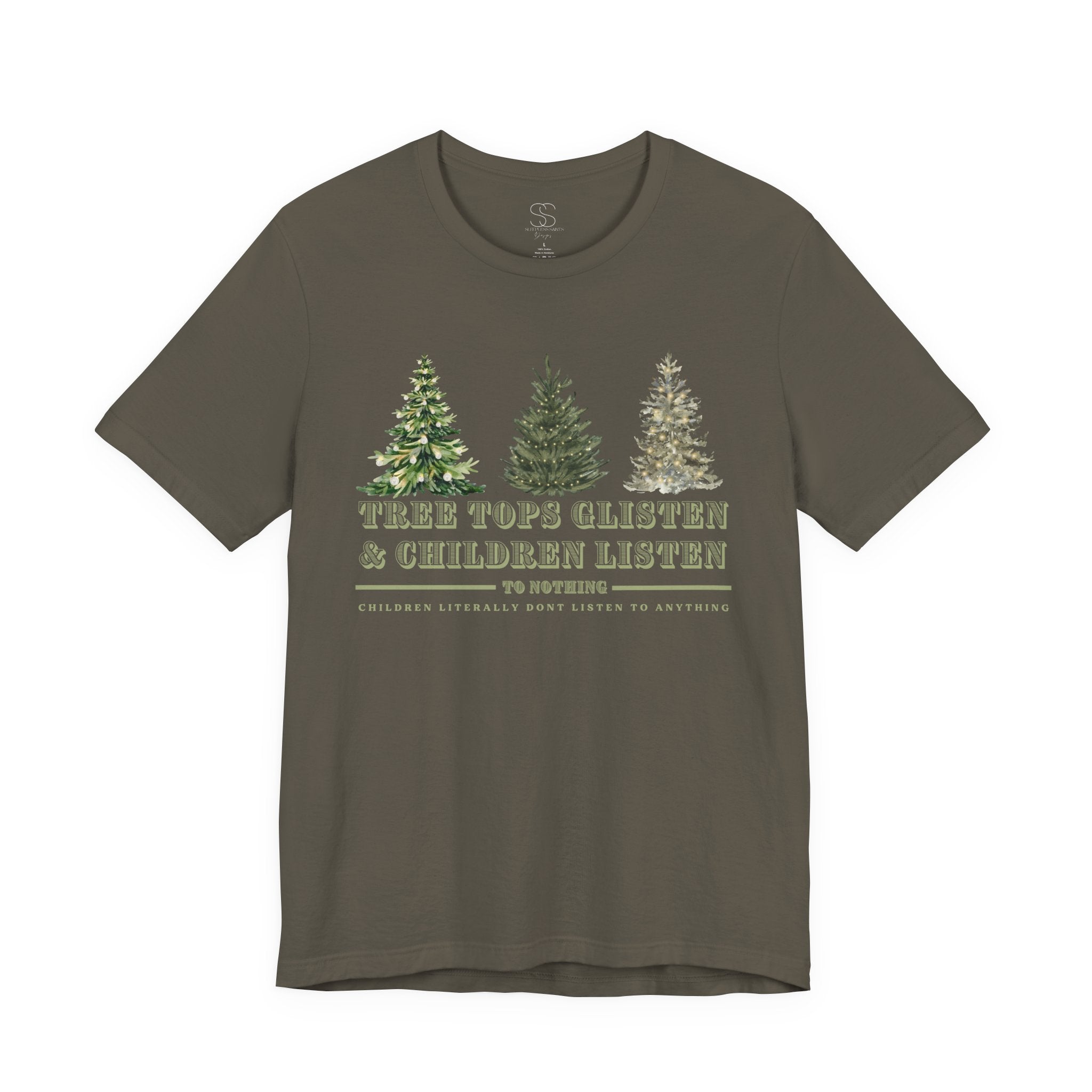 Tree Tops Glisten & Children Listen Holiday Graphic T-Shirt