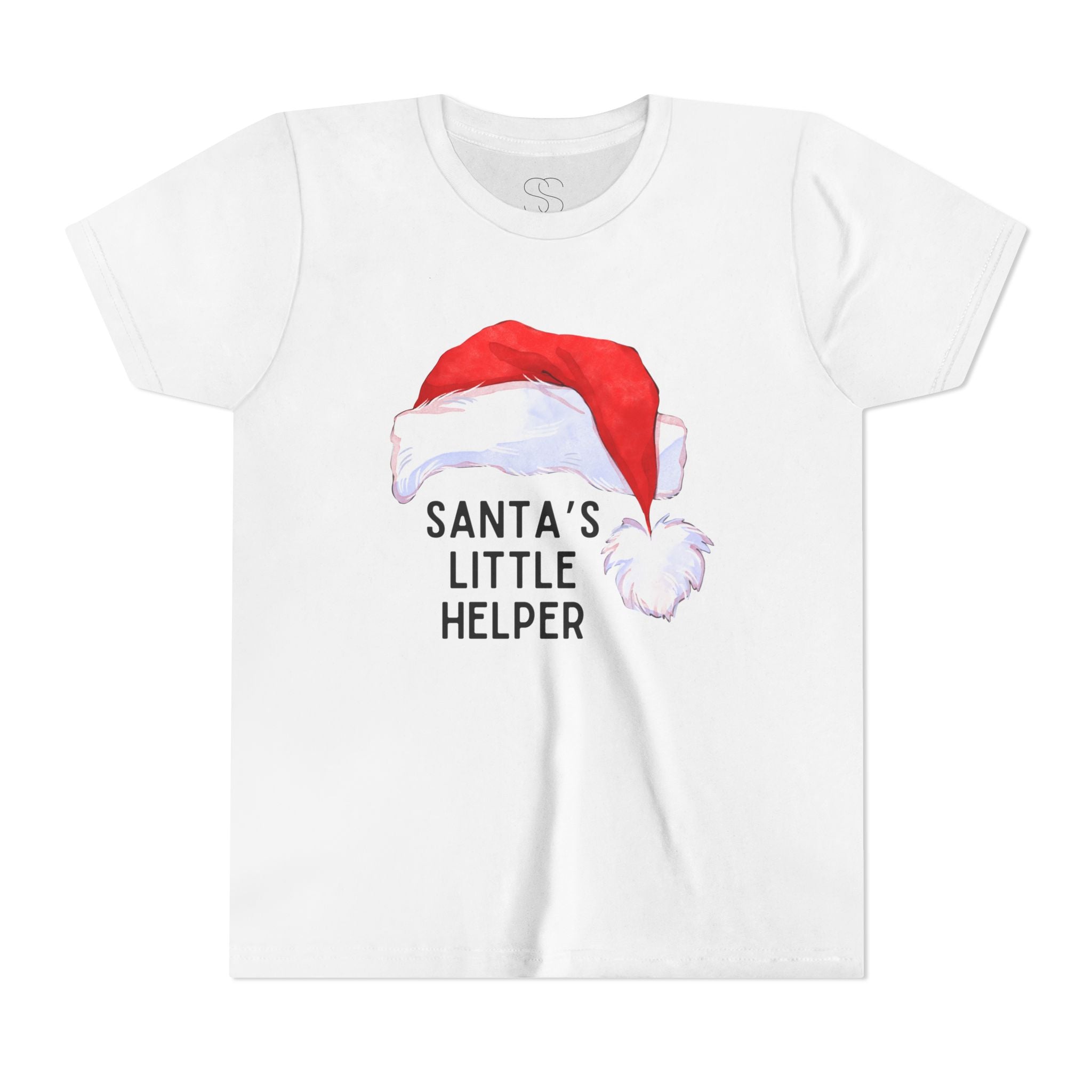 Youth Tee — "Santa's Little Helper" Christmas Santa Hat Holiday Shirt