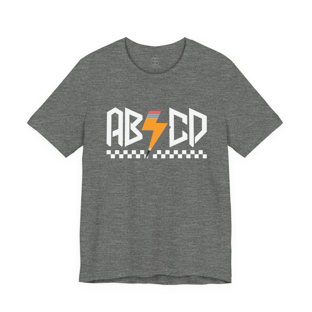 ABCD Lightning Bolt Tee - Retro Racing Checkerboard Graphic T-Shirt