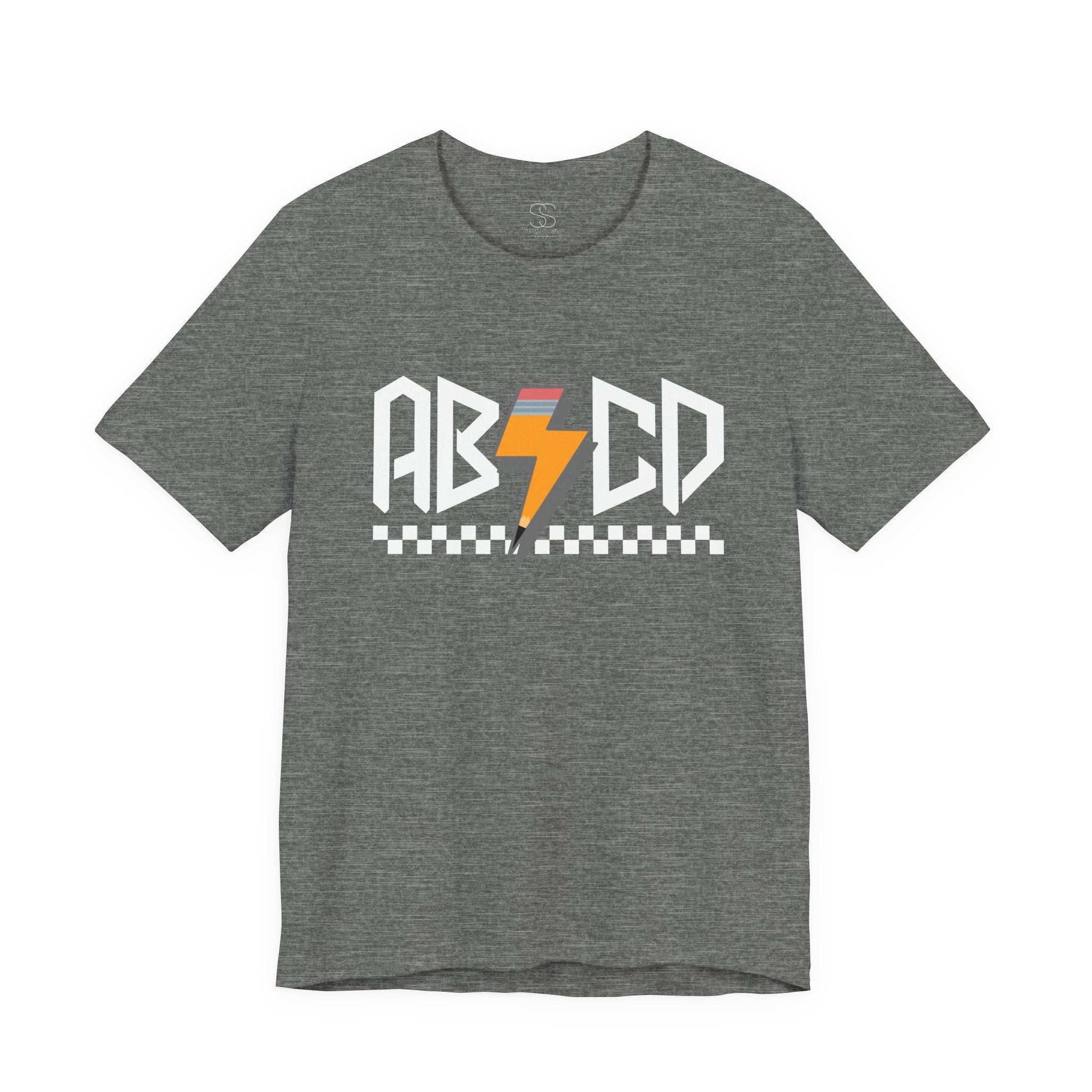 ABCD Lightning Bolt Tee - Retro Racing Checkerboard Graphic T-Shirt