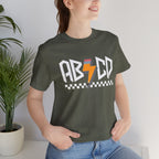ABCD Lightning Bolt Tee - Retro Racing Checkerboard Graphic T-Shirt