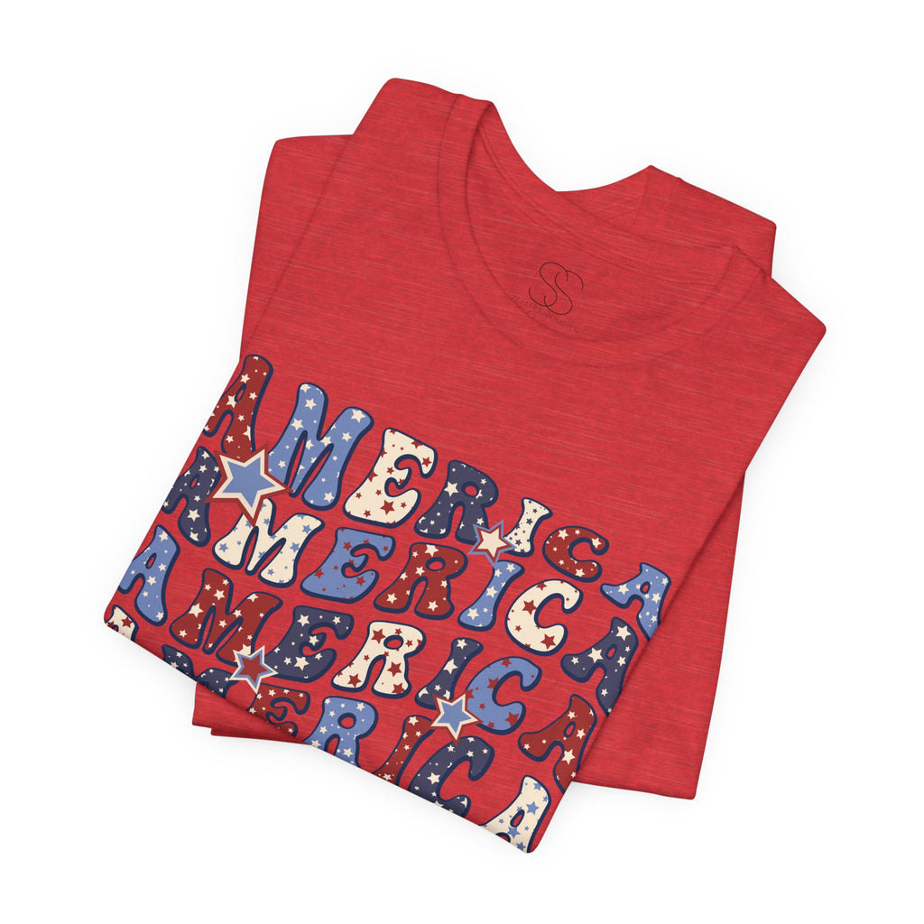 America Retro Adult T-Shirt - Vintage Patriotic 4th of July Tee