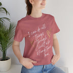 Christian Faith T-Shirt — "I can do all things through Christ who strengthens me" Script Tee
