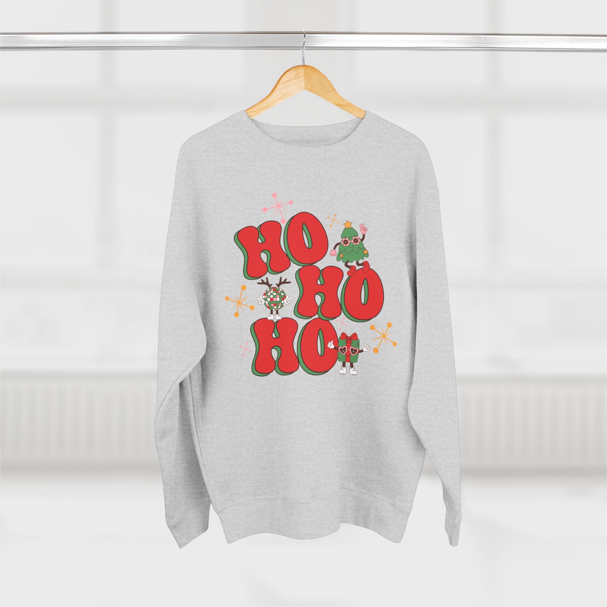 Ho Ho Ho Christmas Sweatshirt — Festive Elf & Reindeer Holiday Crewneck