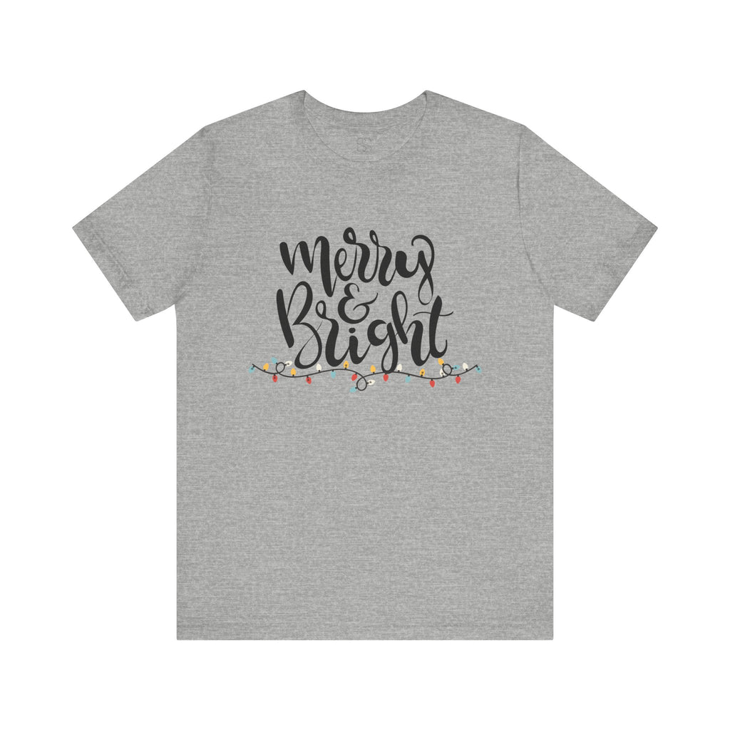 Merry & Bright Christmas Tee - Holiday Light Script T-Shirt