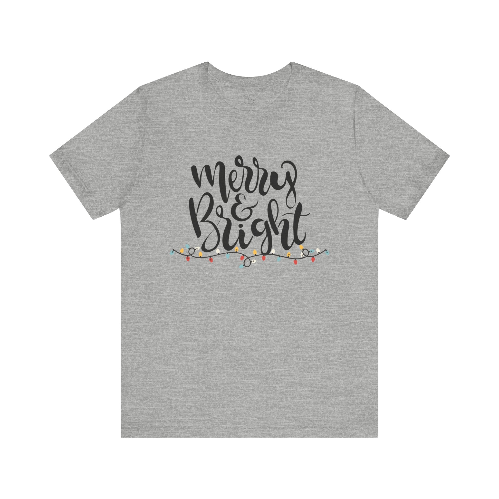 Merry & Bright Christmas Tee - Holiday Light Script T-Shirt