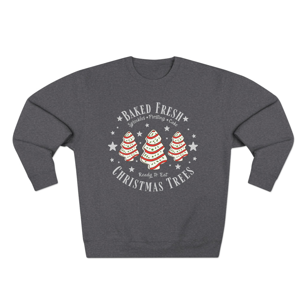 Christmas Tree Trio Crewneck Sweatshirt — Festive Candy Stripe Holiday Pullover