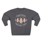 Christmas Tree Trio Crewneck Sweatshirt — Festive Candy Stripe Holiday Pullover