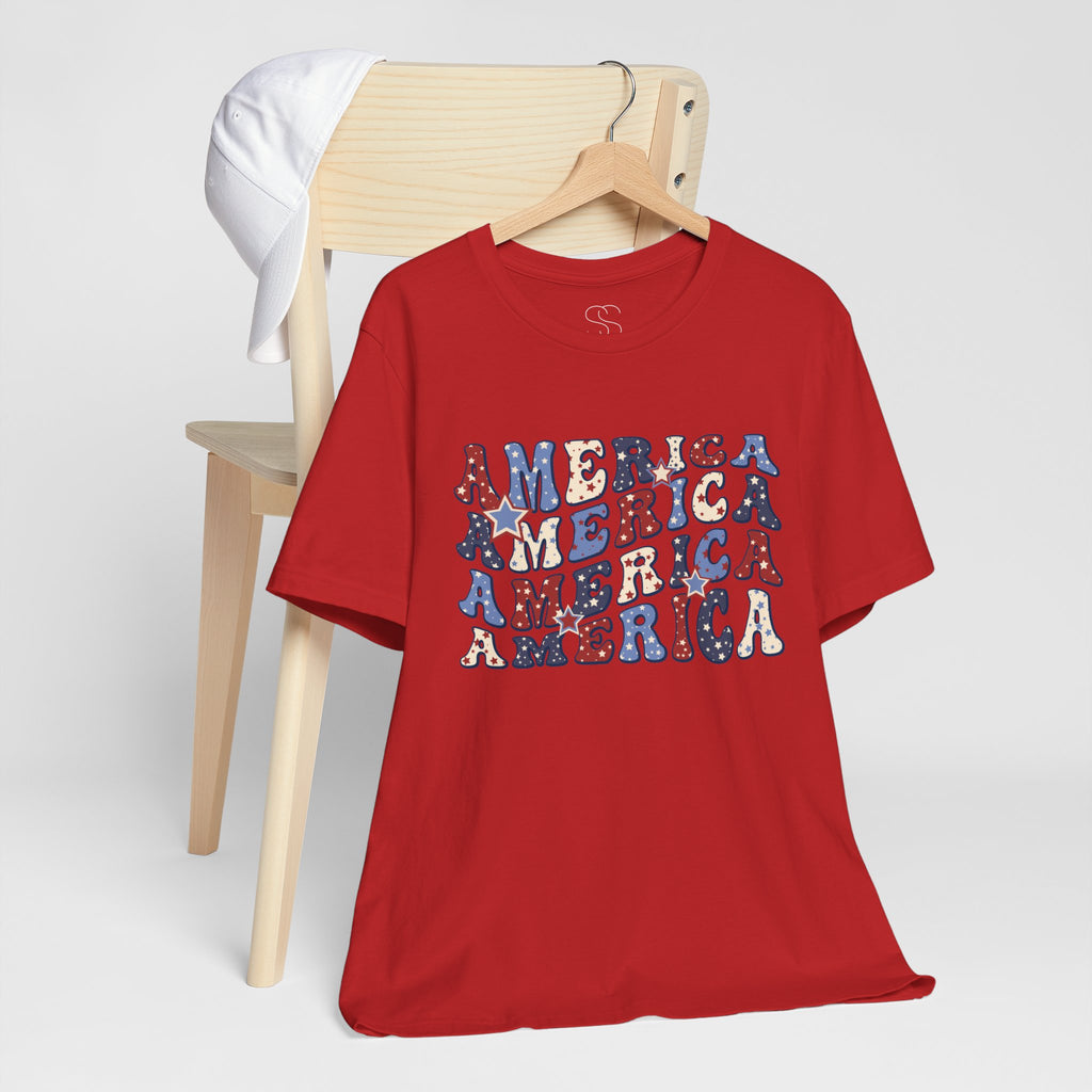 America Retro Adult T-Shirt - Vintage Patriotic 4th of July Tee