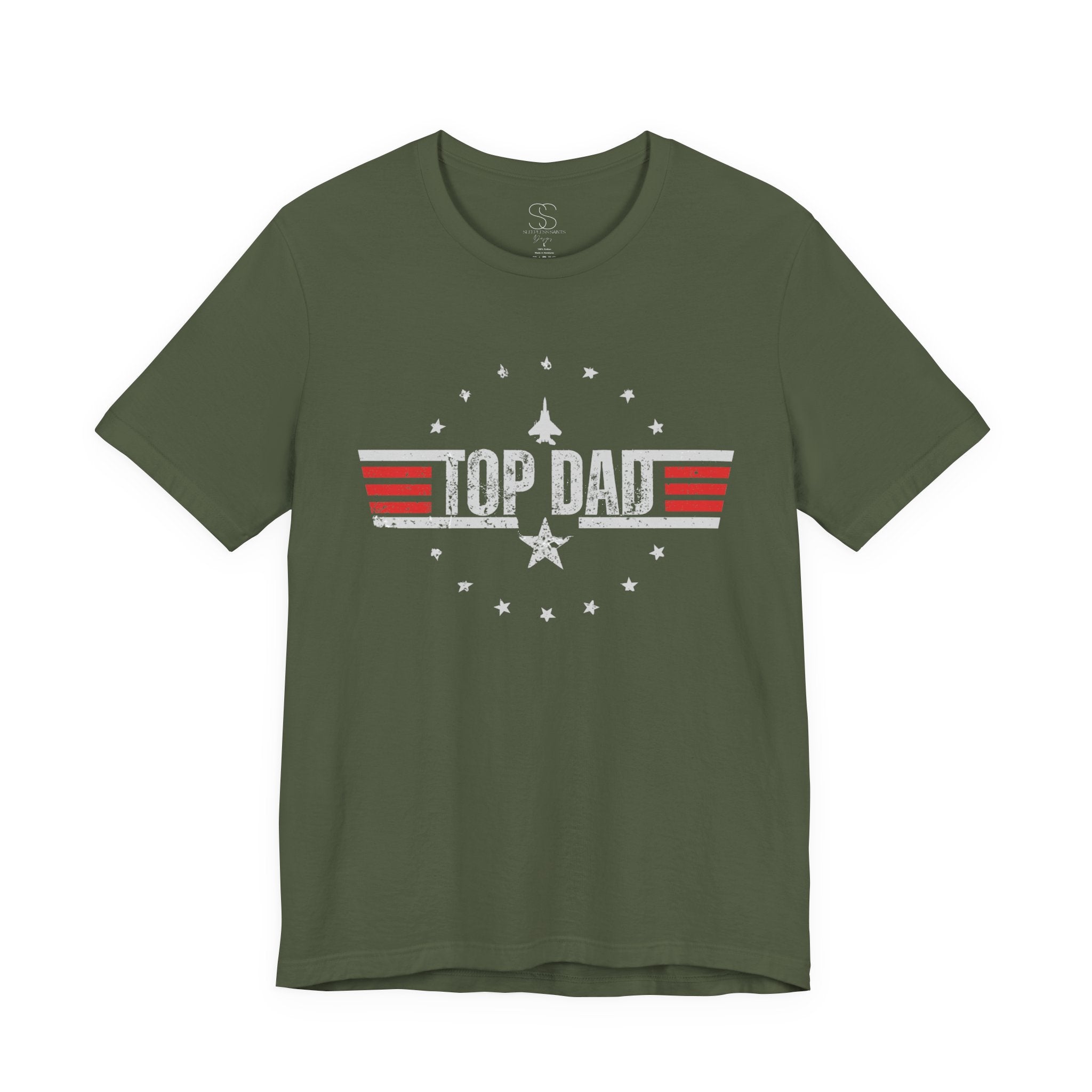 Top Dad Retro Military Stripe T‑Shirt