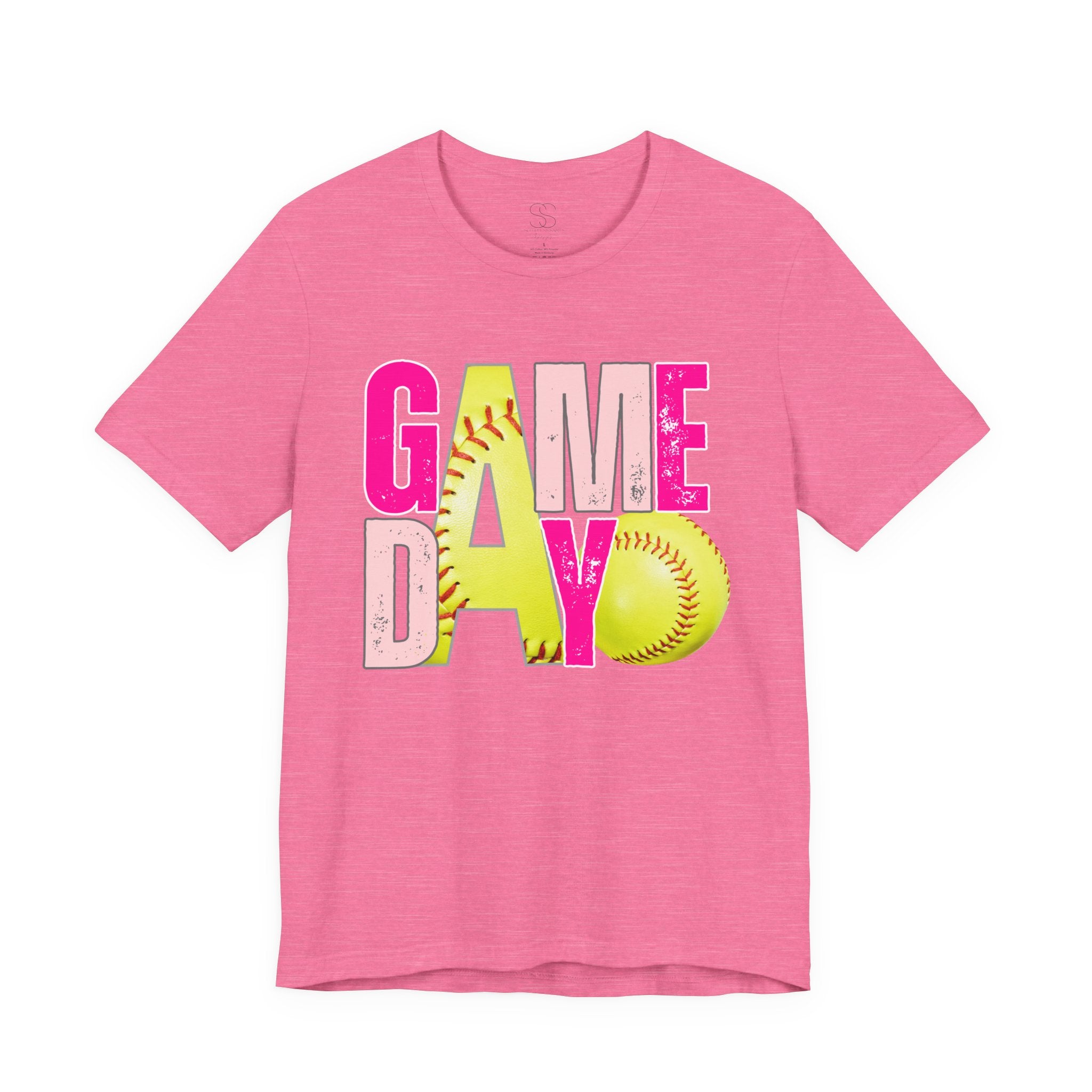 Game Day Softball T-Shirt – Bright Pink & Yellow Softball Graphic Tee