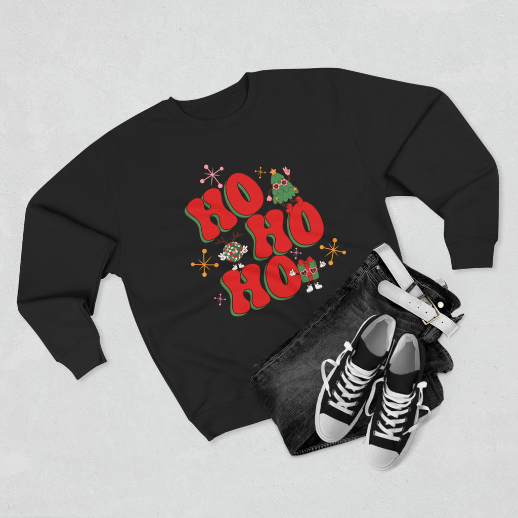 Ho Ho Ho Christmas Sweatshirt — Festive Elf & Reindeer Holiday Crewneck