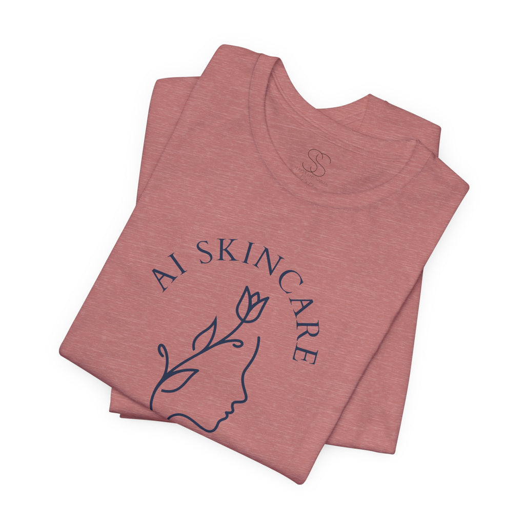 Skincare Logo Tee — AI Skincare Minimalist Floral Face T-Shirt