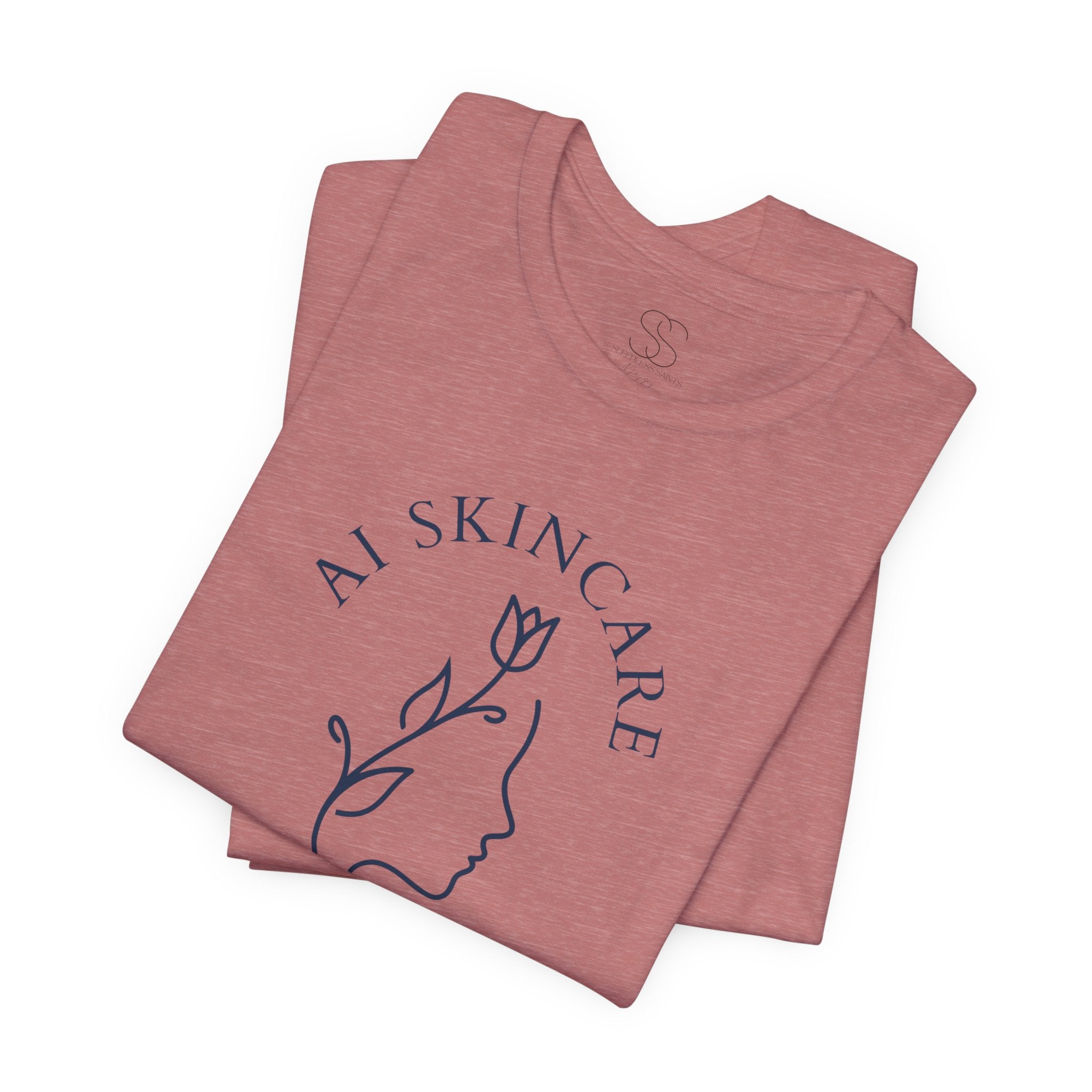 Skincare Logo Tee — AI Skincare Minimalist Floral Face T-Shirt