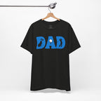 Dad Golf T-Shirt — Blue "DAD" Golf Silhouette Tee