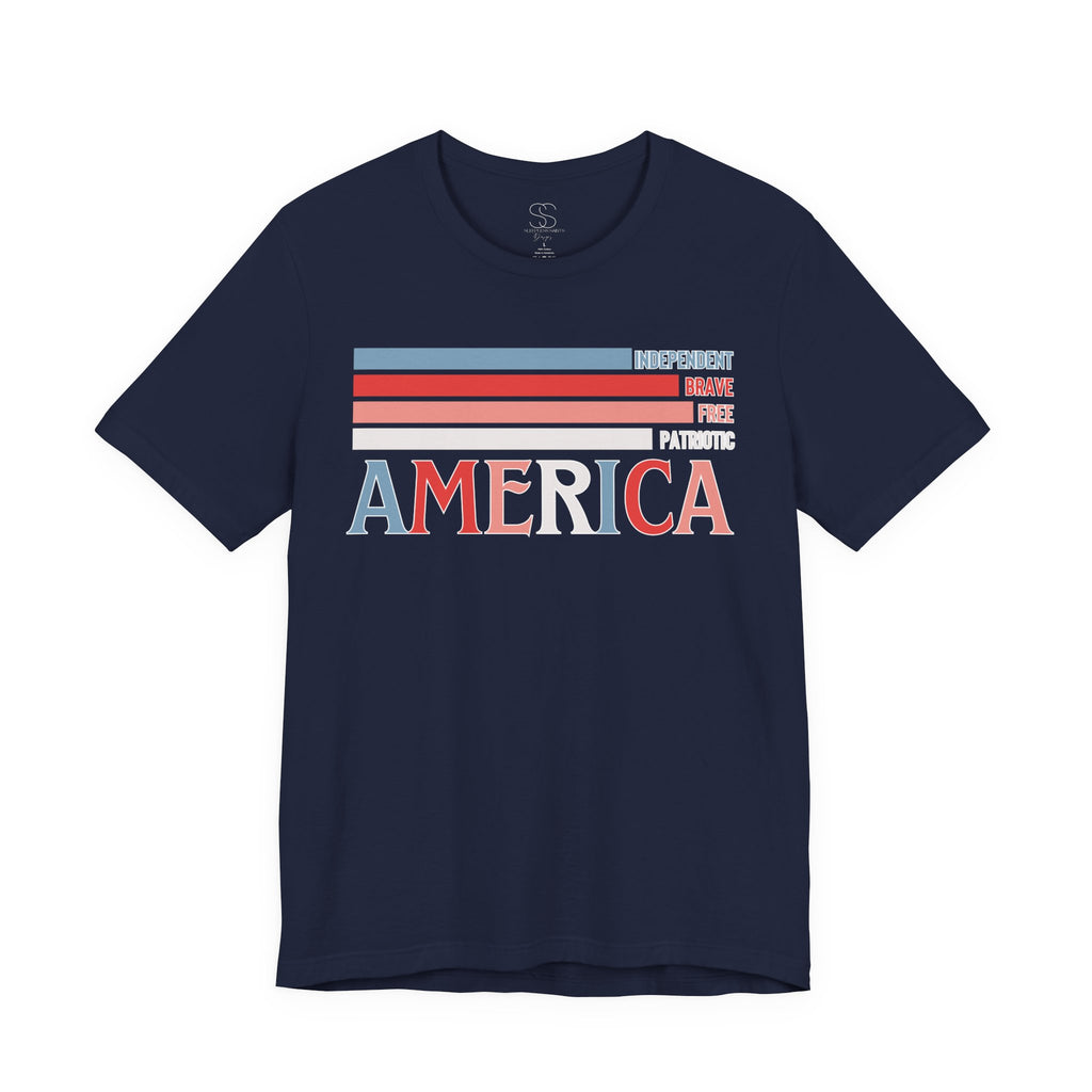 America Patriotic T-Shirt – Retro Stars & Stripes Graphic Tee